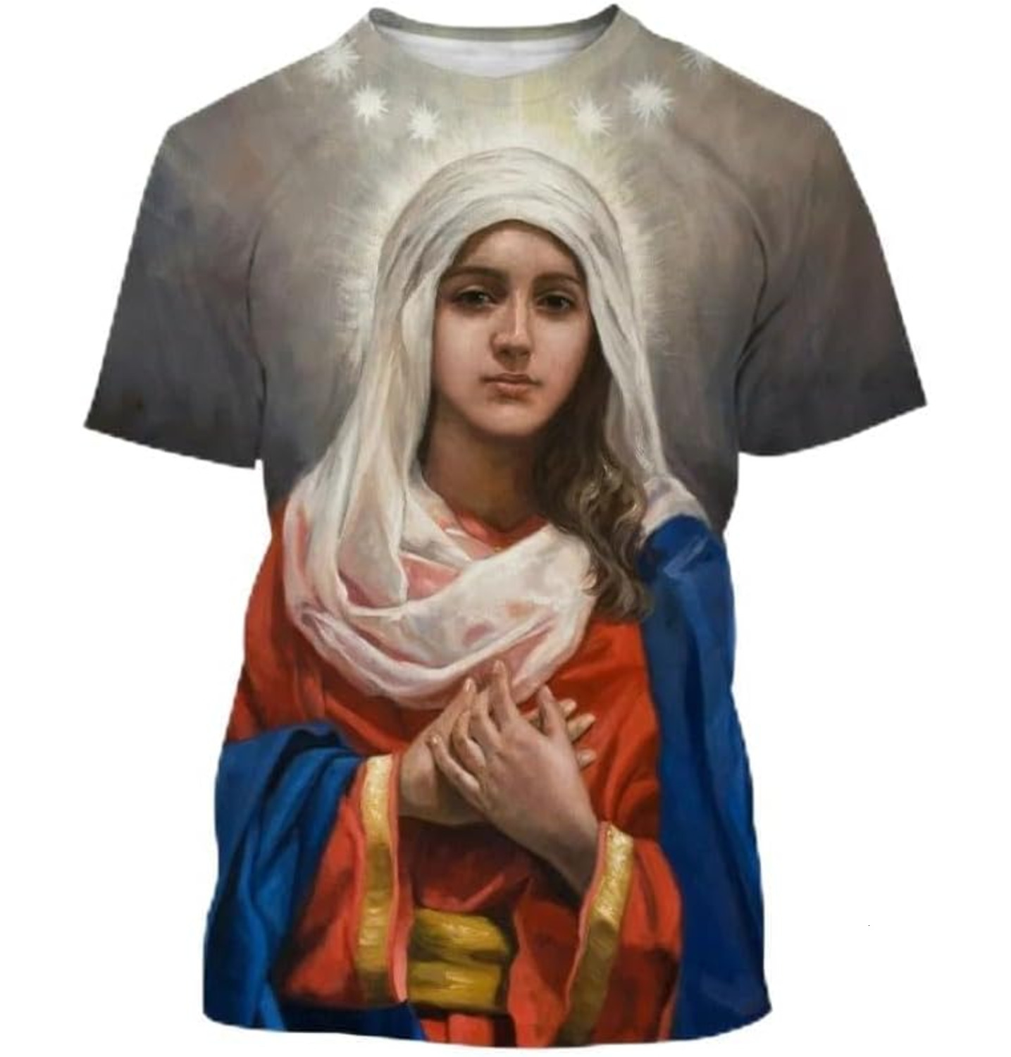 Mens T shirt Fashion Virgin Mary 3D Printing T-shirt Personality Loving God Loves The World Short-sleeved Couple Shirt Unisex Religious shirts tshirt 