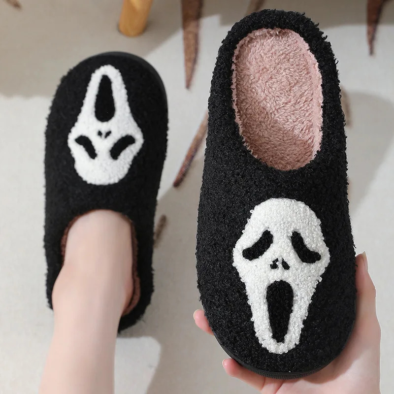 2024 new designer shoes skeleton cartoon warm winter couple home cotton slippers