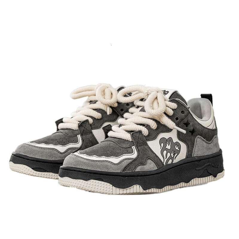 Sneakers Fahsion Flame Women Design Mixed Color Femme Sports Leisure Versatile Fashion Retro Trend Shoes Gray Tenis