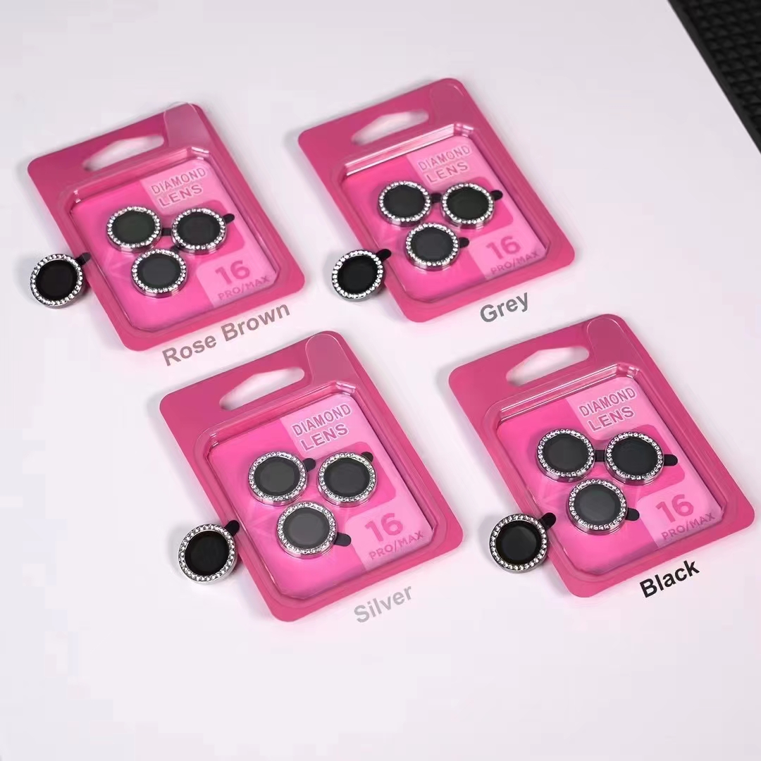 Rhinestone Ring Diamond Eagle Eye One-Body Hawkeye Metal Camera Lens Glass Protector Back HD Clear Scratch-Resistant Film for iPhone 17 16e 16 15 14 1