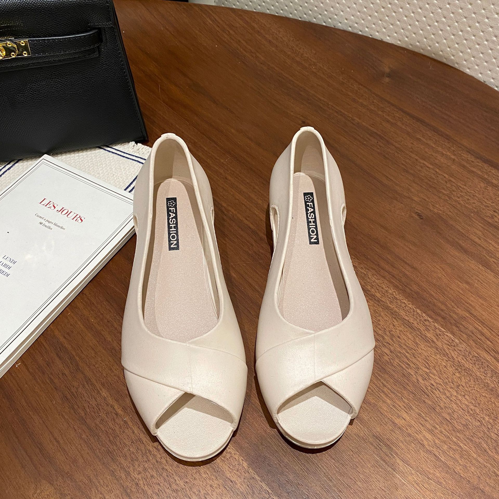 Summer Dress New Peep Office Work Shoes Medium Heels Pumps Open Toe Women Sandals Black atos Mujer