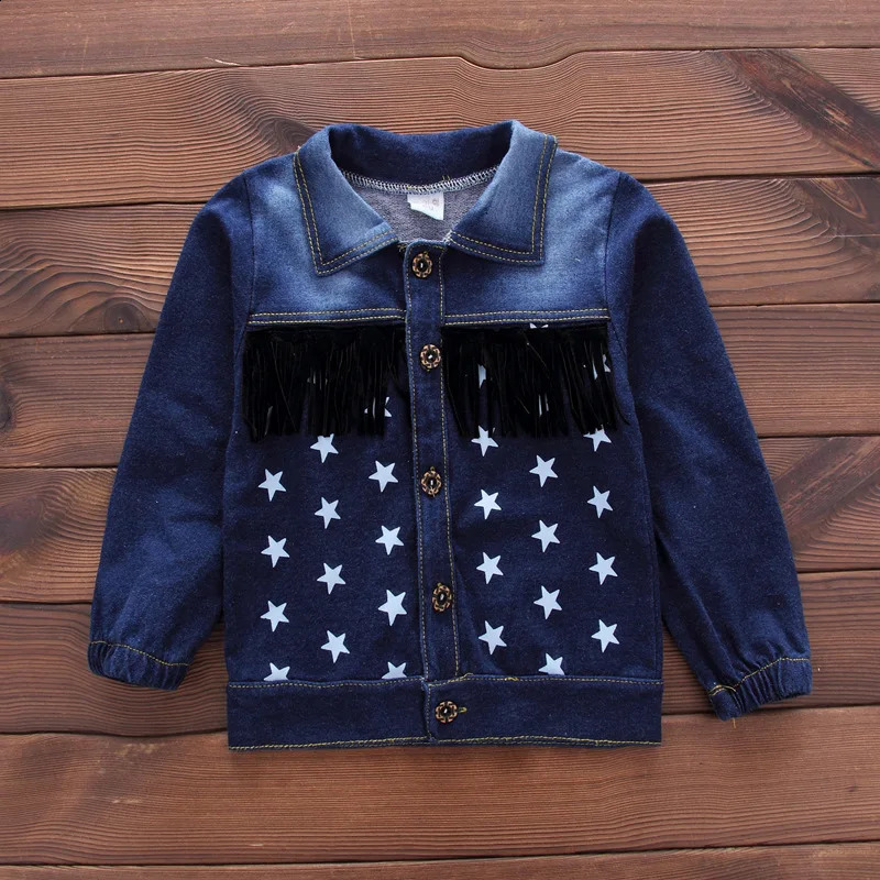 Baby denim jacket boys coat childrens sportswear set cotton denim jacket T-shirt star childrens clothing set 240921bj