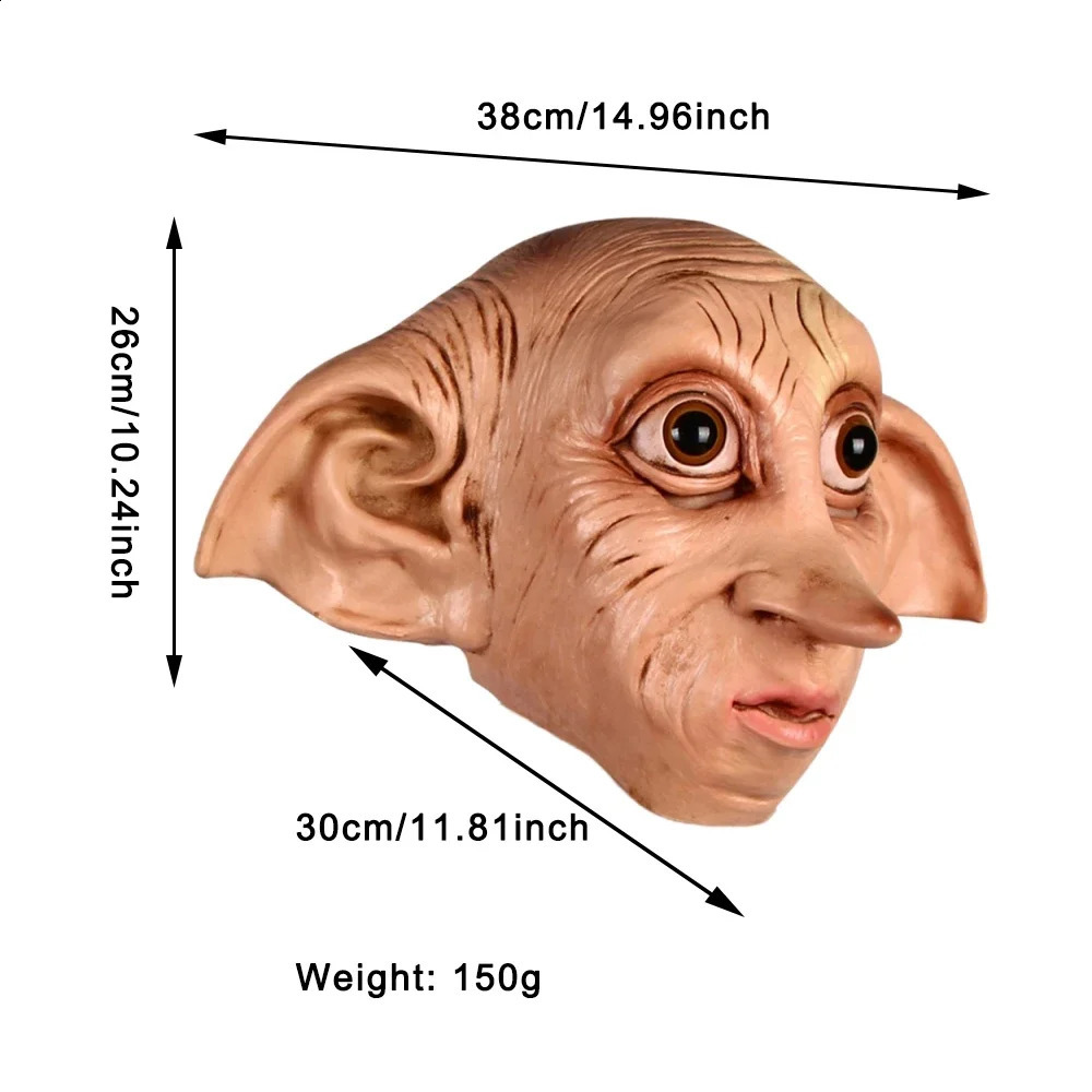 Halloween goblin Dobby mask HouseElf cosplay costume carnival fancy dress party latex all inclusive movie props 240923