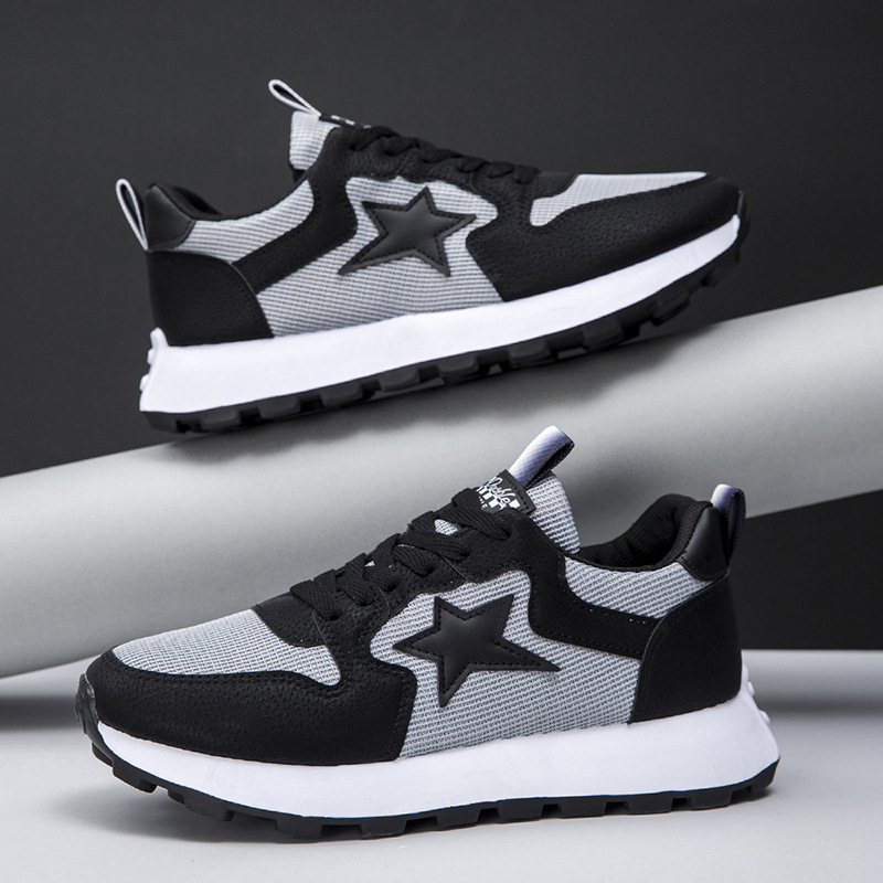 Men Women Unisex Sports Fashion Design Print Star New Breathable Running Shoes Sneakers Triple Black Brown