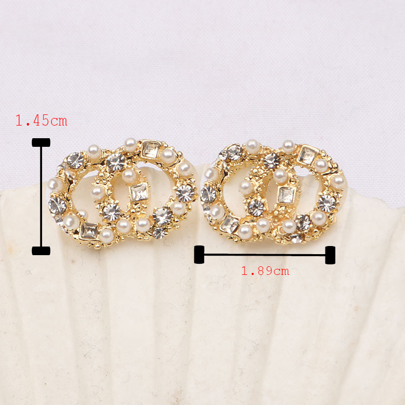 Mixed Send Simple 925 Silver Letter Stud Famous Women Geometry Round Crystal Rhinestone Pearl Earring Luxury Wedding Party Designers Jewerlry XMAS Christmas GiftS