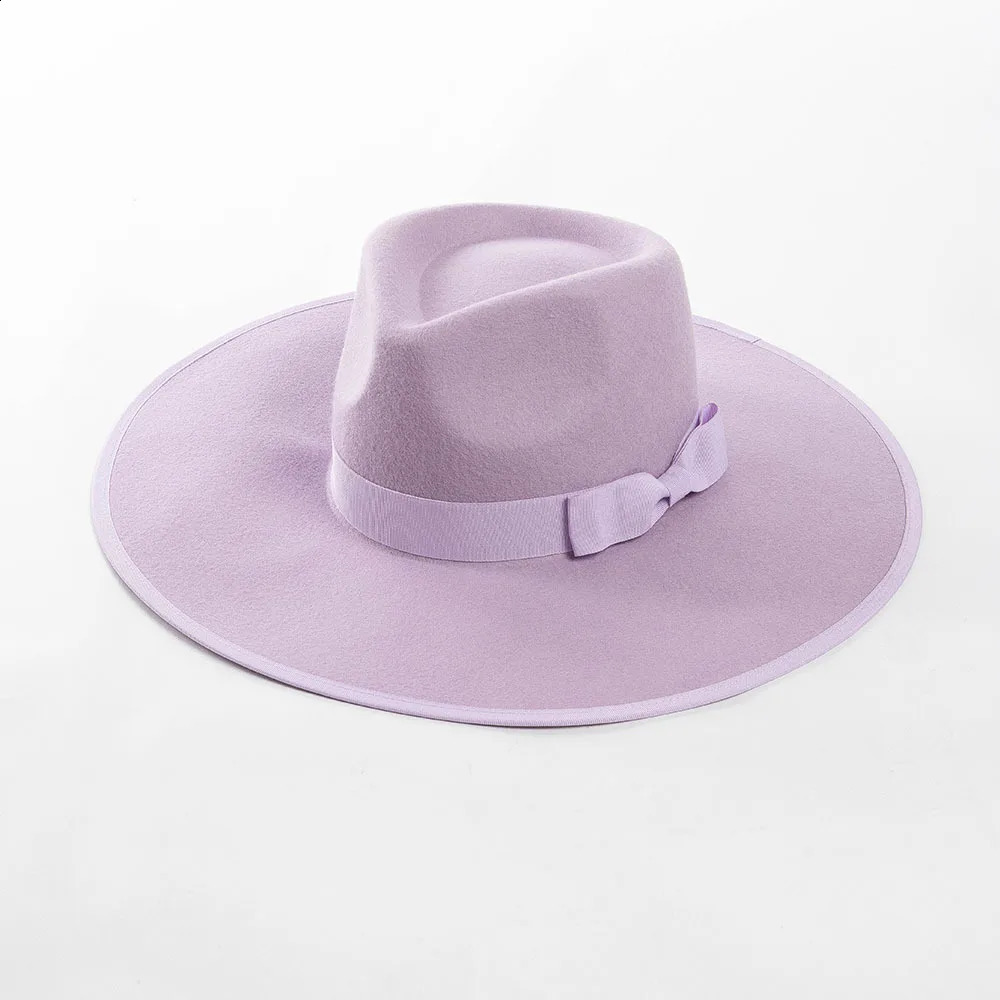 Wool Felt Panama Hat Wide Brim Rancher Fedora Hat Winter hat flat brim stiff brim fedora for men women Church Profermance Hat 240920