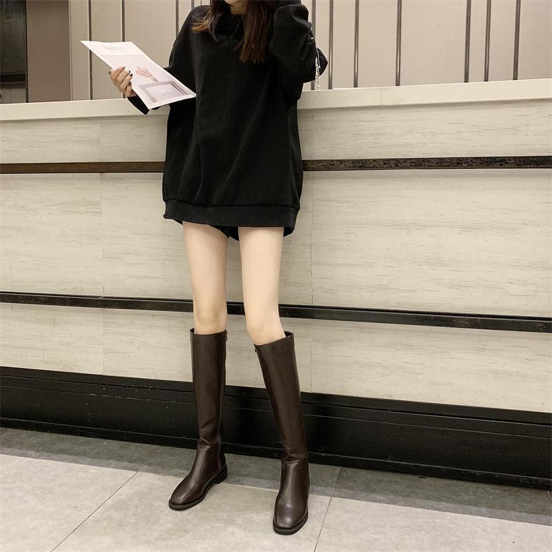 Women Boots Ankle Long Boot Autumn And Winter Black Brown Boots Women Fashion Round Toe Slip On Boots