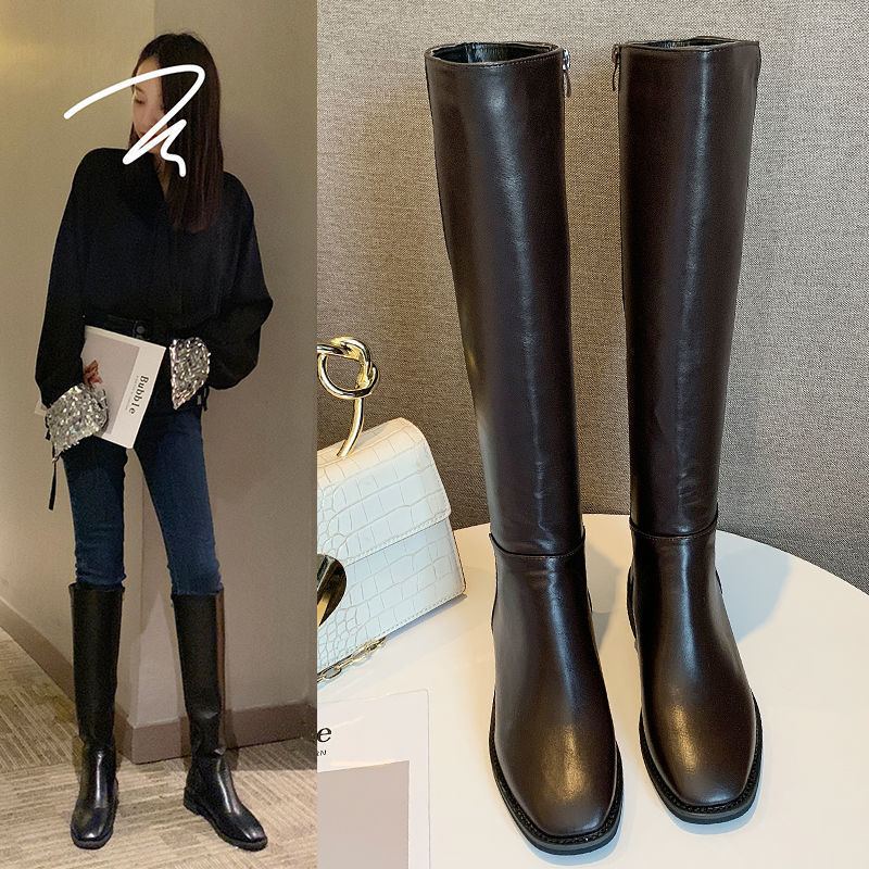Women Boots Ankle Long Boot Autumn And Winter Black Brown Boots Women Fashion Round Toe Slip On Boots