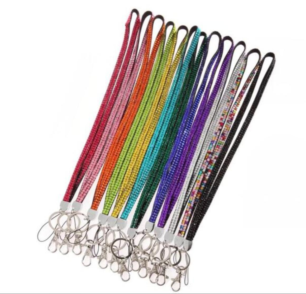 Candy Colors Rhinestone Neck Strap Crystal Lanyard With metal Clip Multi Color diamond Lanyard for iphone x 8 7 6 samsung cell pho
