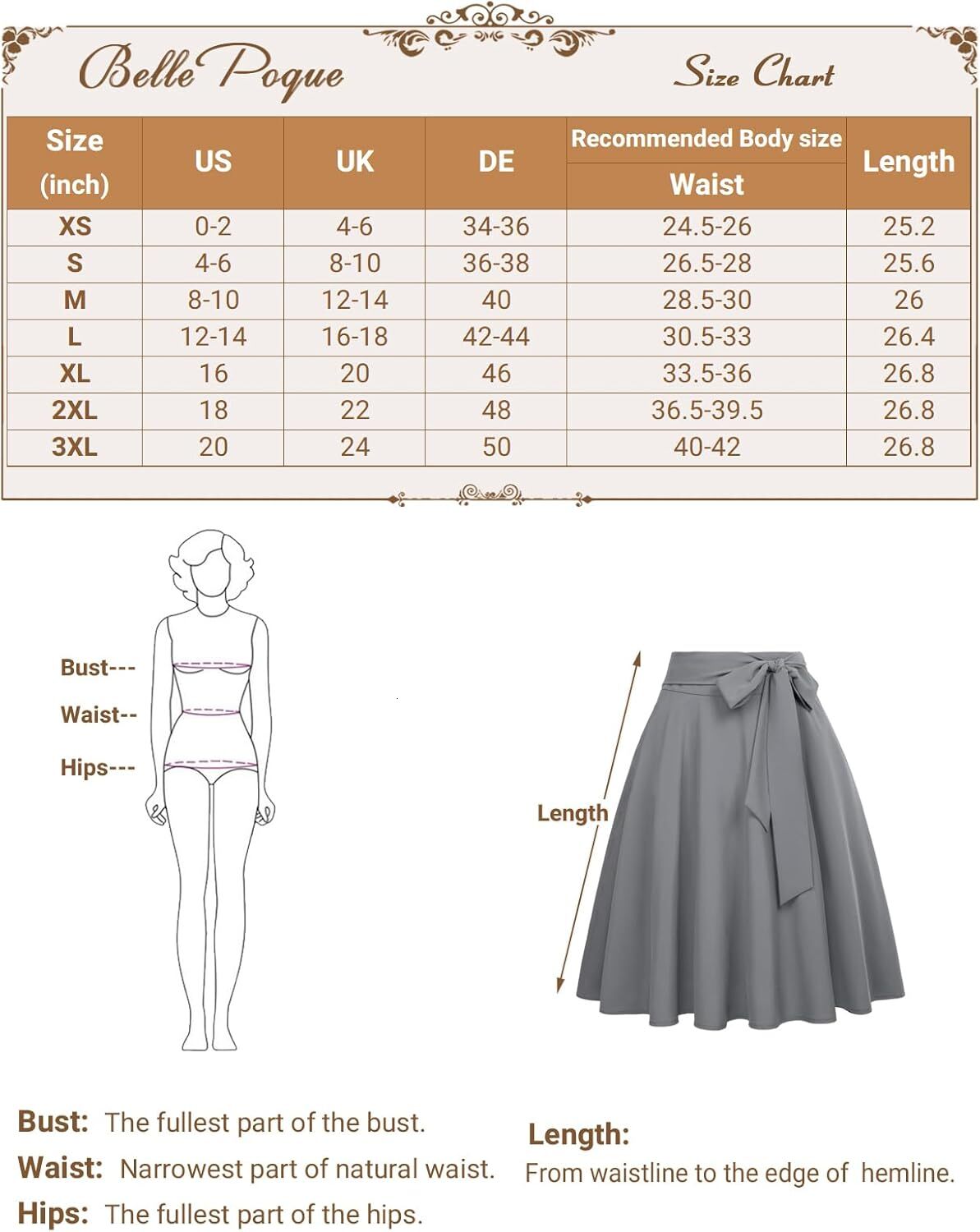 women's high waisted aline pocket skirt ice skating horn mid length skirt retro skirt - view 4
