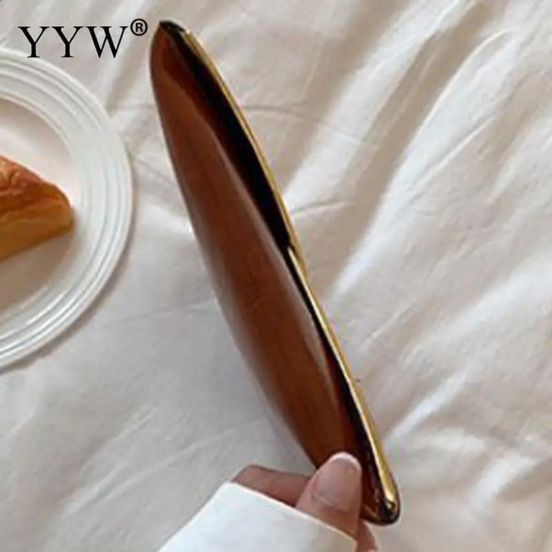 Black Brown PU Leather Envelope Clutch Handbag Women Wristlet Daily Clutch Bags Solid Color er Messenger Purse Phone Bag 240926