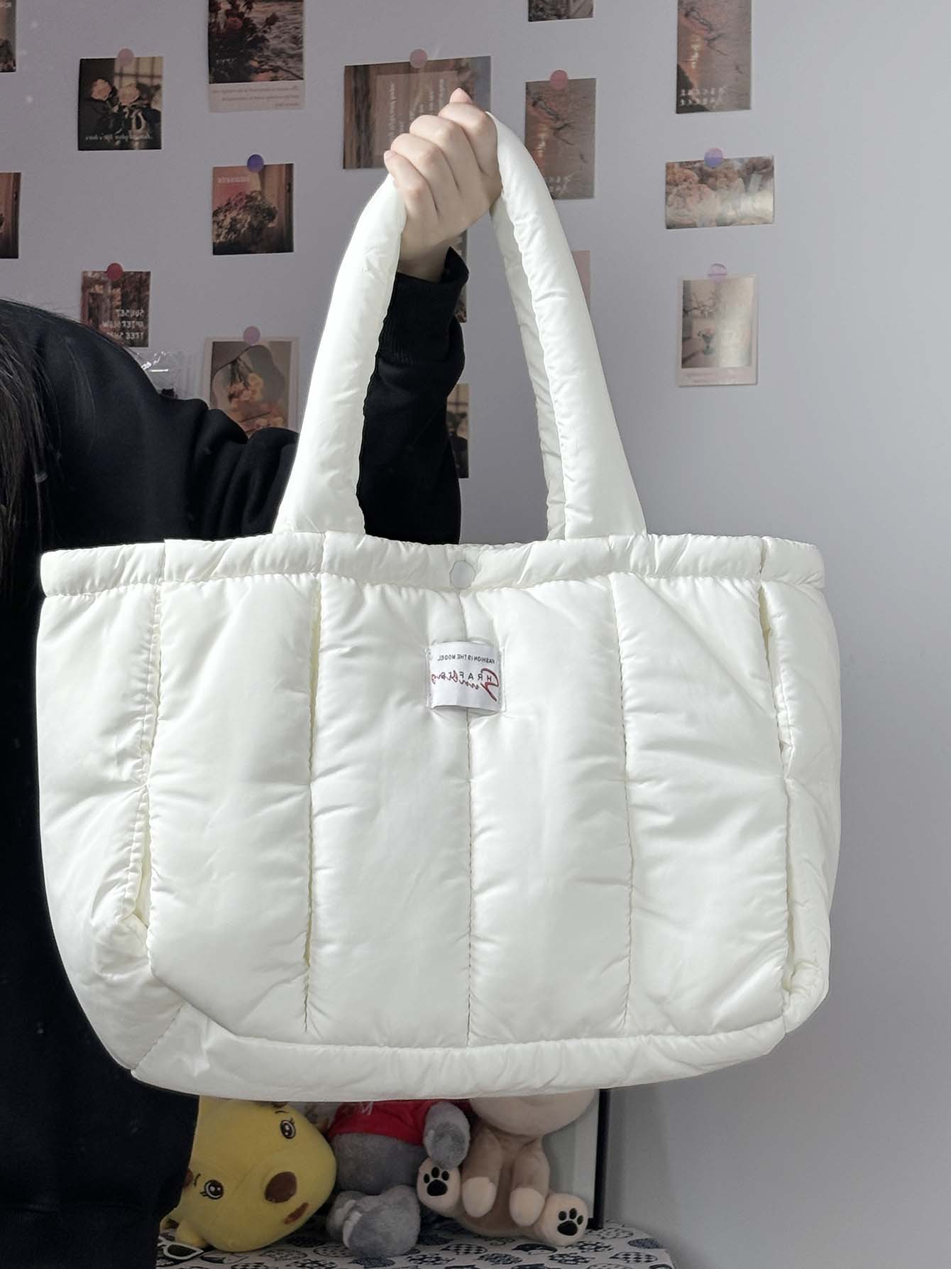 Autumn and winter portable down bag Comfortable Tote bag Advanced cotton foldable large capacity one-shoulder computer bag