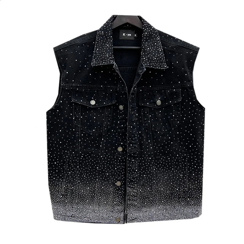 PFHQ Fashion Casual Drill Denim Vest For Men Patchwork Mens Single Breasted Sleeveless Jackets Summer 21F3661 240927