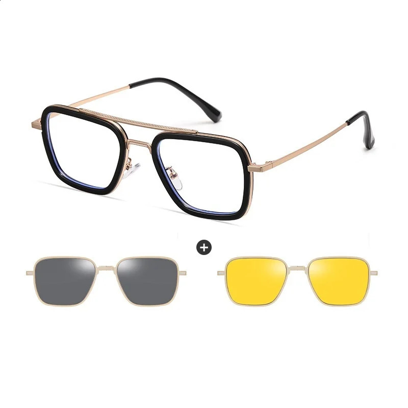 Metal anti blue light glasses with magnetic clip polarized sunglasses mens 2024 3-in-1 sunglasses frame UV400 240921