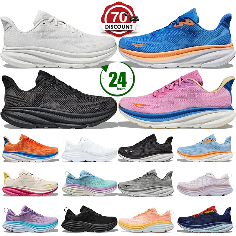 hooka shoes Fast delivery designer running shoes mens womens clifton 9 bondi 8 black white blue purple yellow green orange grey outdoor sports trainers sneakers