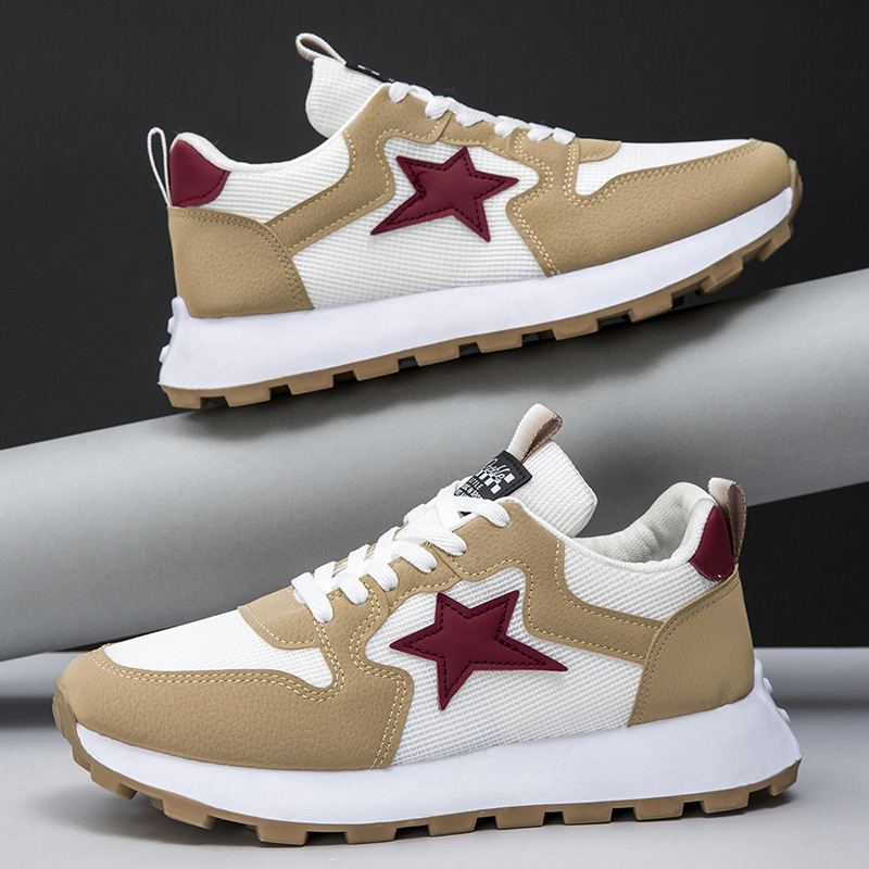 Men Women Unisex Sports Fashion Design Print Star New Breathable Running Shoes Sneakers Triple Black Brown