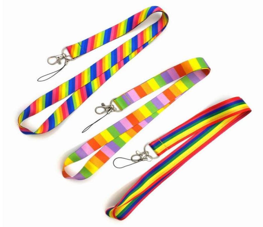Rainbow Neck Lanyard ID Badge cellphone Lanyard Keychain Polyester Mobile phone lanyards9132575