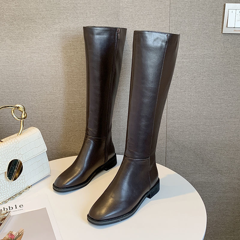 Women Boots Ankle Long Boot Autumn And Winter Black Brown Boots Women Fashion Round Toe Slip On Boots