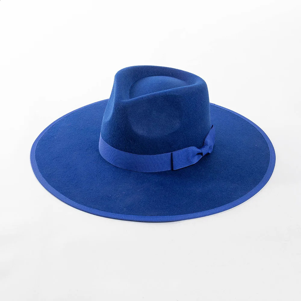 Wool Felt Panama Hat Wide Brim Rancher Fedora Hat Winter hat flat brim stiff brim fedora for men women Church Profermance Hat 240920