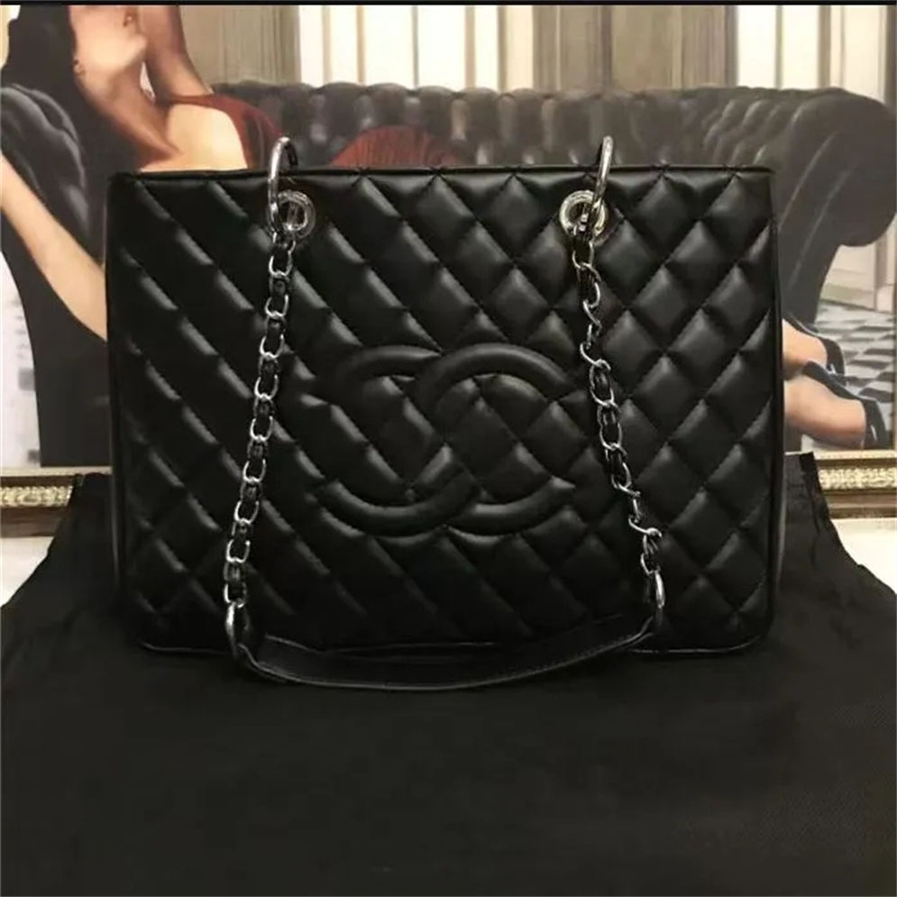 2024Designer Top Grade Caviar Cow Leather Classic Quilted Plaid Metal Chain Shoulder Women's Vintage Handbag Tote Bags backpack Shopping Bag