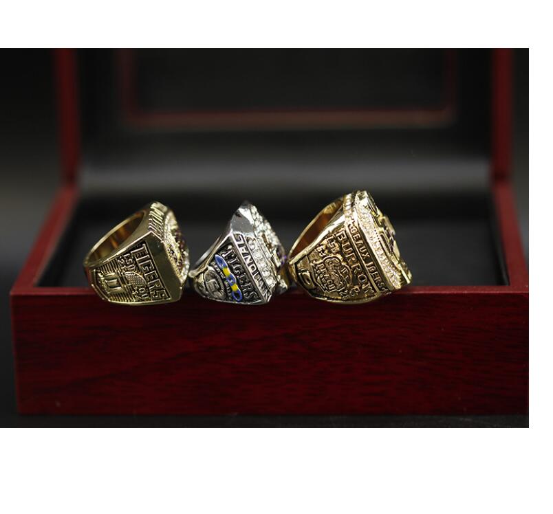 Lsu 3Pcs 2003 2007 Tigers Nationals Team Champions Championship Ring With Wooden Box Souvenir Men Fan Gift Wholesal Drop Delivery R250425