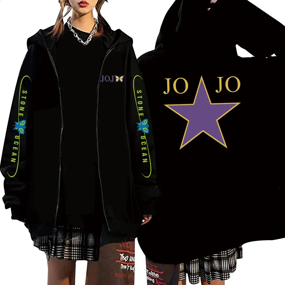 Jojos Fantasy Adventure Stone Ocean Butterfly Hoodie Loose Neutral Anime Style Hoodie Autumn Spring Top Sweater 240929