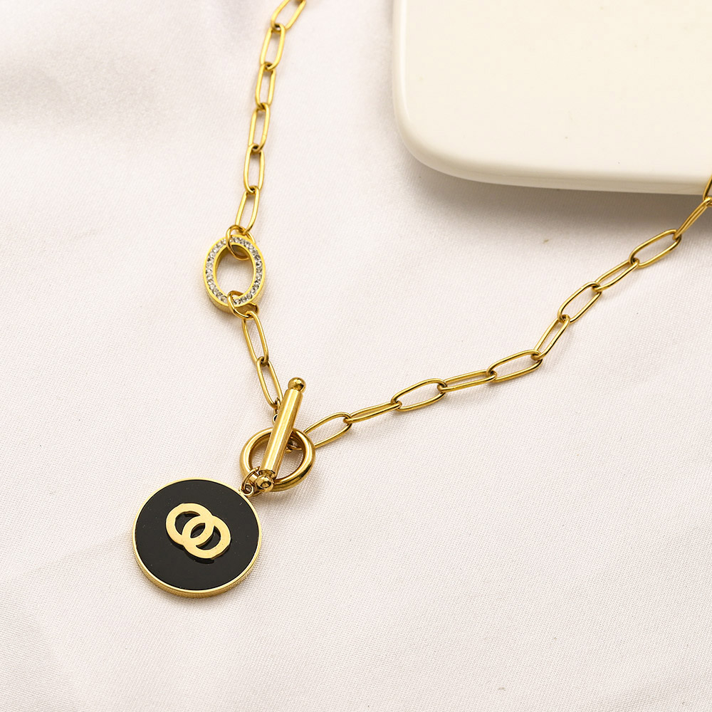 Chic Necklaces Women Stainless Steel Rhinestone Crystal Pearl Necklace Design Jewelry Senior Circle Necklace Exquisite Luxury Jewelry Accessories Lovers Gift