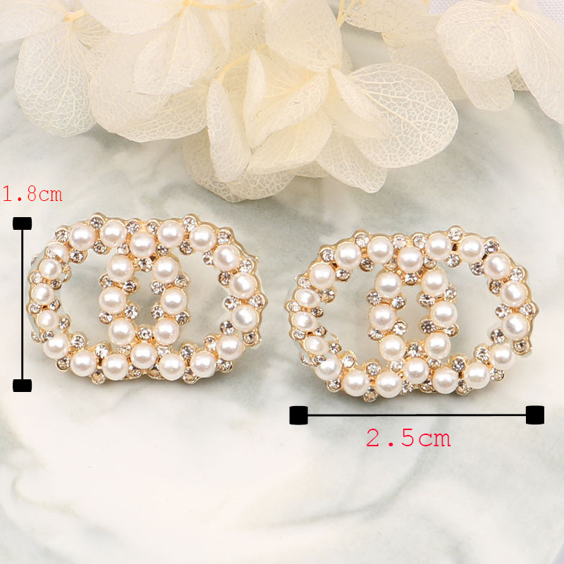 Mixed Minimalist 18K Gold-plated 925 Silver Designer Letter Earrings Geometric Famous Women's Round Crystal Rhinestone Pearl Earrings Wedding Party Jewerlry