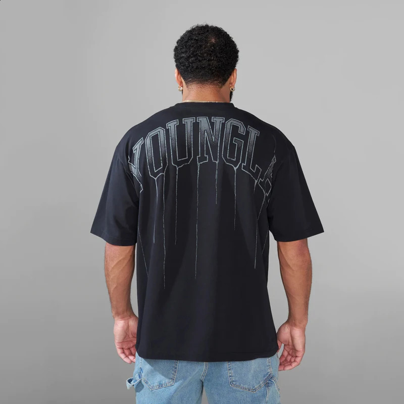 American style summer mens sports fitness round neck oversized Tshirt gym running basketball training short sleeved shirt 240929