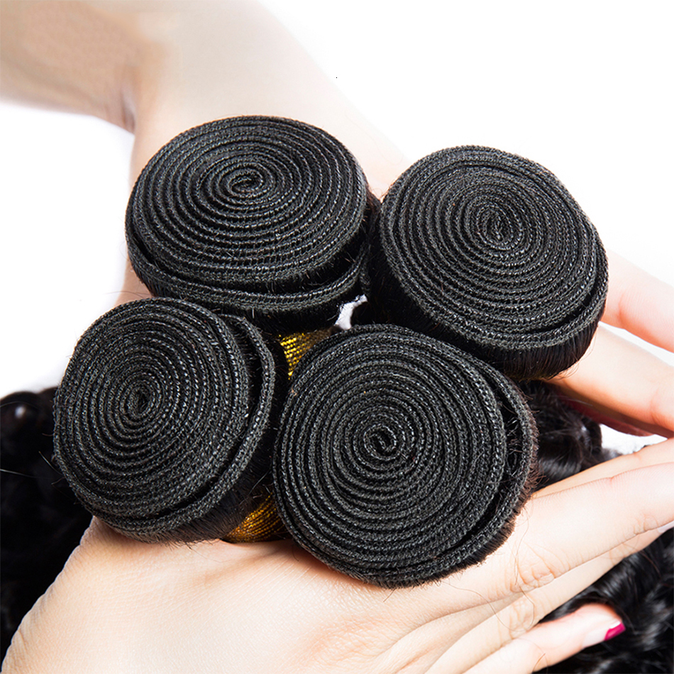 12A Brazilian Virgin Human Hair Kinky Curly Ocean Water Wave Frontal Bundles With Lace Closure