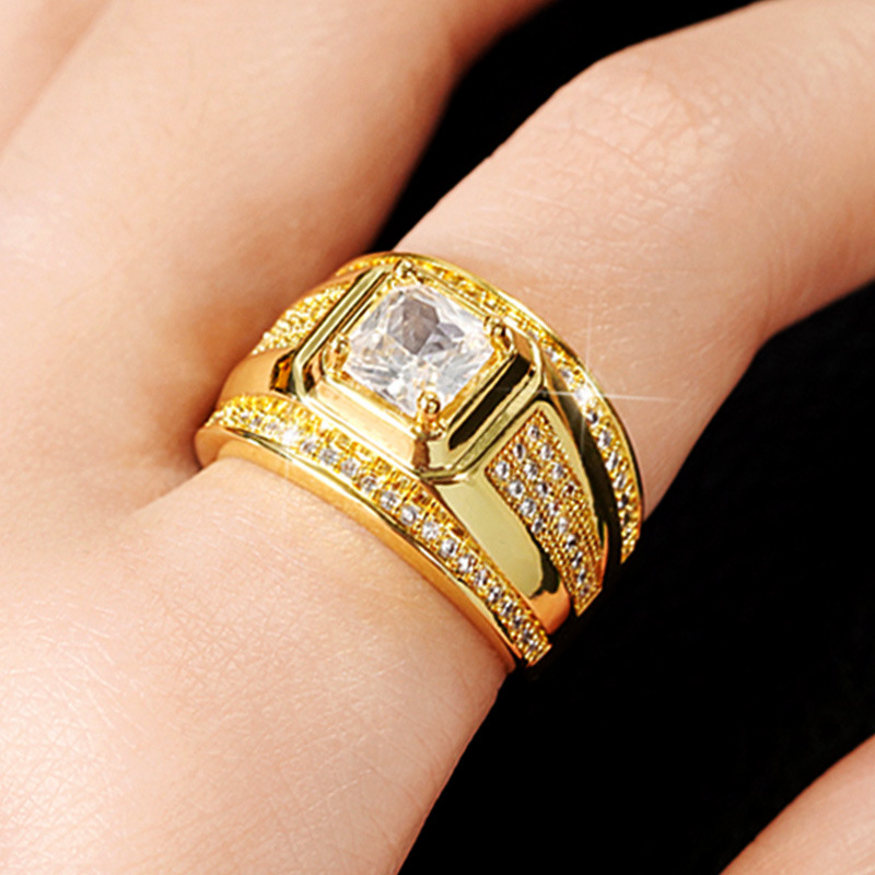 Top-Sell Wedding Ring: 10KT Gold Fill Princess Cut White CZ Eternity Band