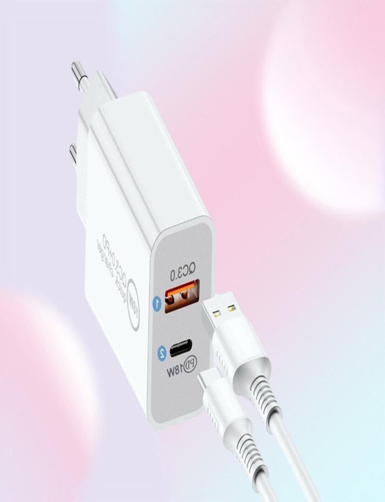 18W Fast USB Charger PD Quick Charge Adapter TYPE C Plug Charging for iPhone 12 11 Pro max without Box4187170