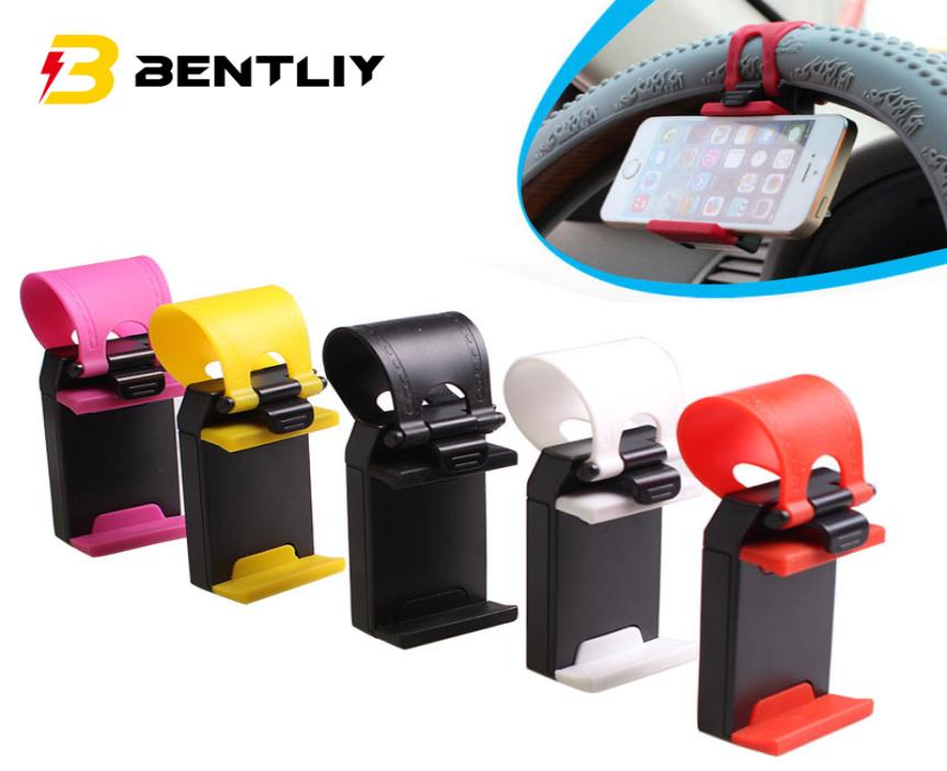 Universal Car Steering Wheel Cell phone Holder Clip Bike Mounts Stand Flexible cellphone mounts extend to 76mm7878829
