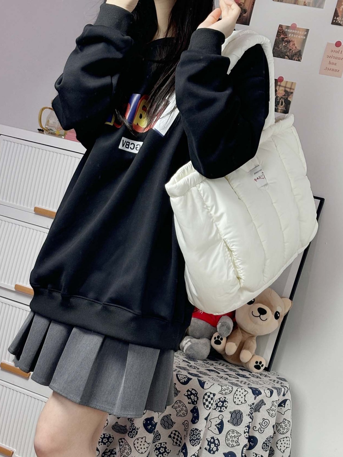 Autumn and winter portable down bag Comfortable Tote bag Advanced cotton foldable large capacity one-shoulder computer bag