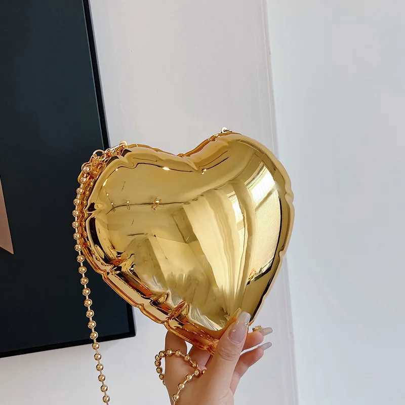Heart Shaped Ladies s Bag 2024 Trend Fashion Cute Woman Shoulder Luxury High Quality Party Chain Mirror Evening Crossbody 240929