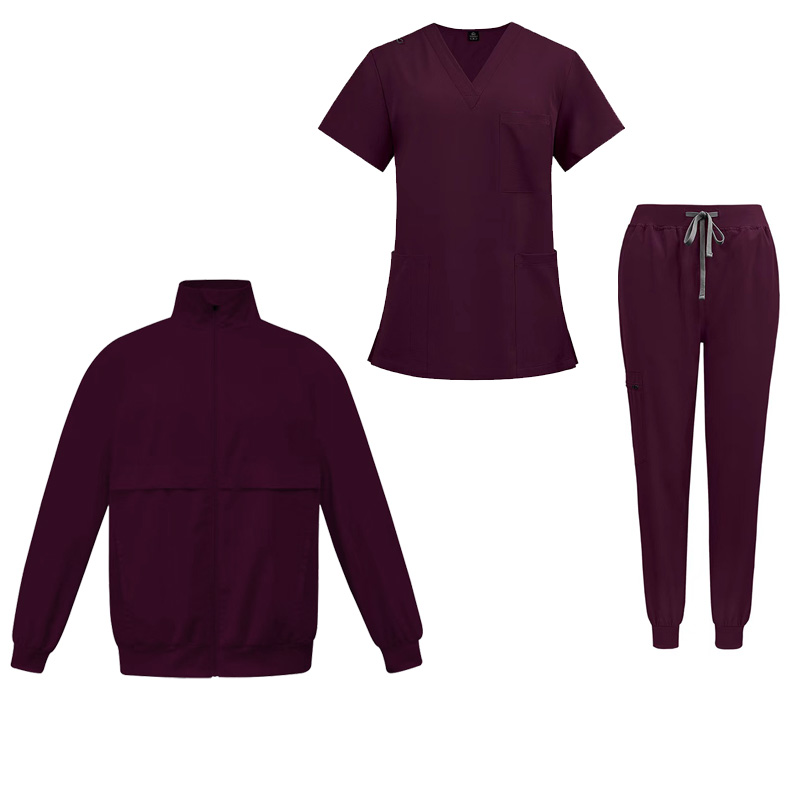 Scrubs sets Four side elasticity Anti wrinkle Men & Women Hospital Jacket Nursing Uniforms Hand Wash Gowns Nurse Surgical Gown Sets Zip Up Undefined H