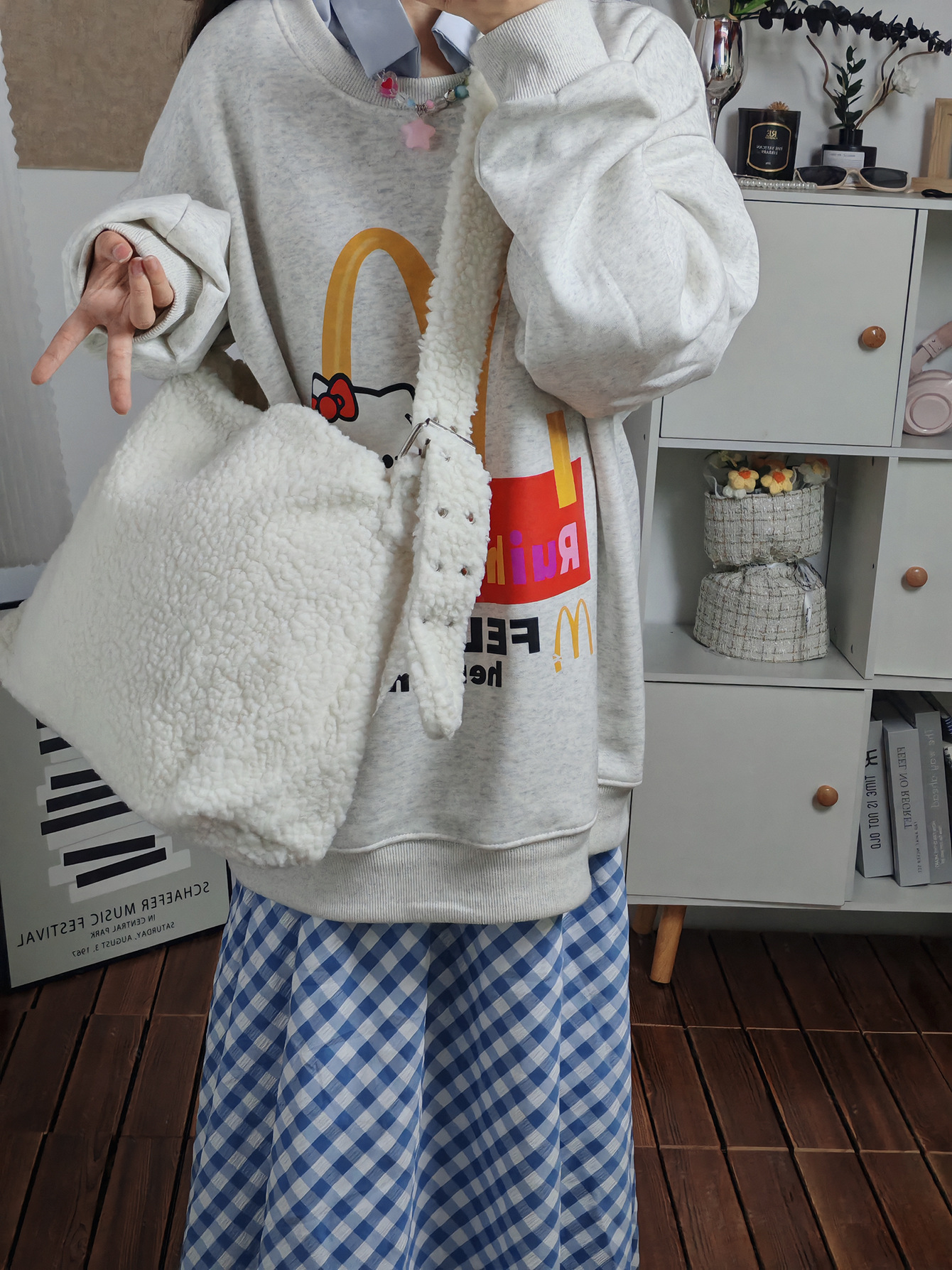 Hairy underarm bag women 2024 new fashion simple shoulder bag casual crossbody bag simple solid color handbag