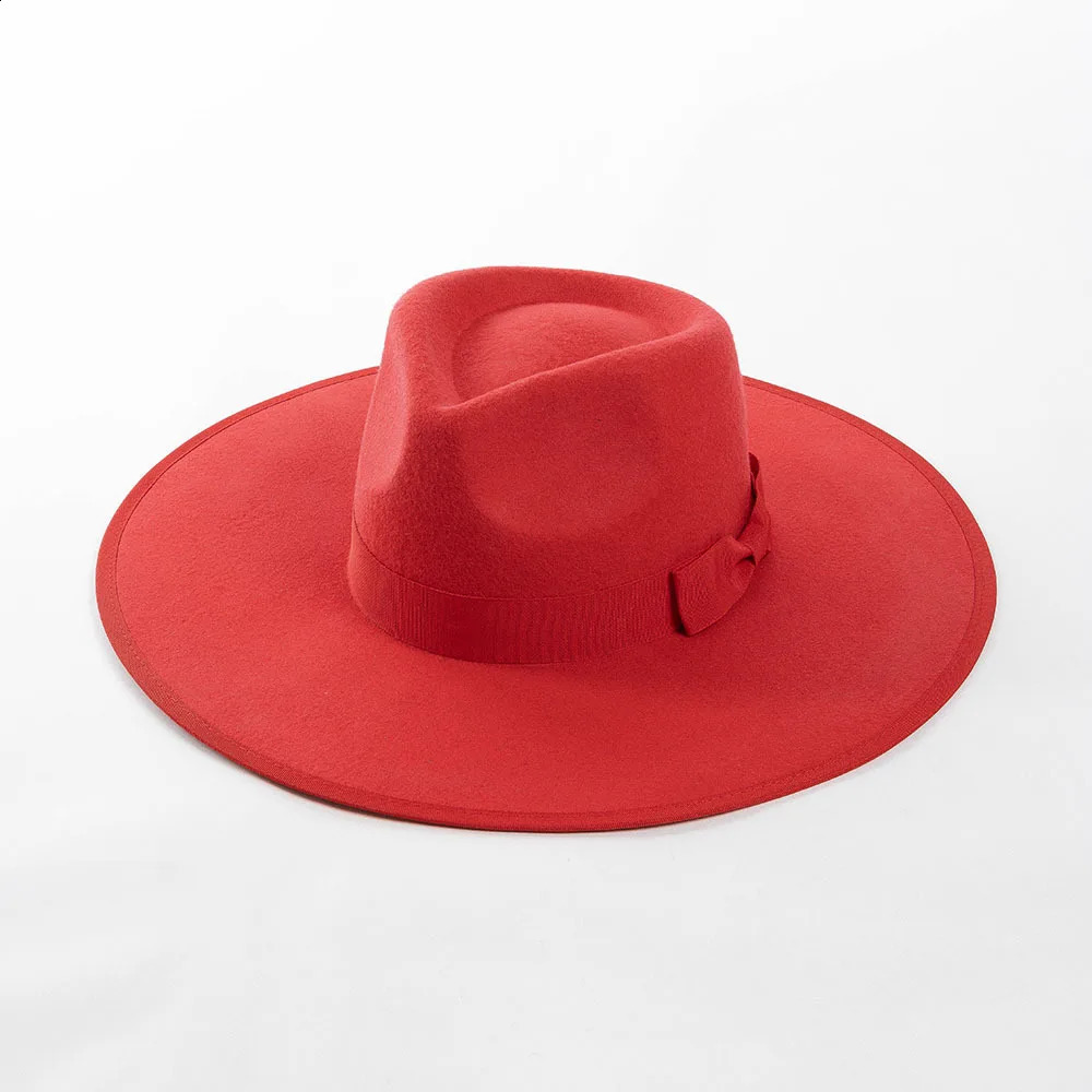 Wool Felt Panama Hat Wide Brim Rancher Fedora Hat Winter hat flat brim stiff brim fedora for men women Church Profermance Hat 240920