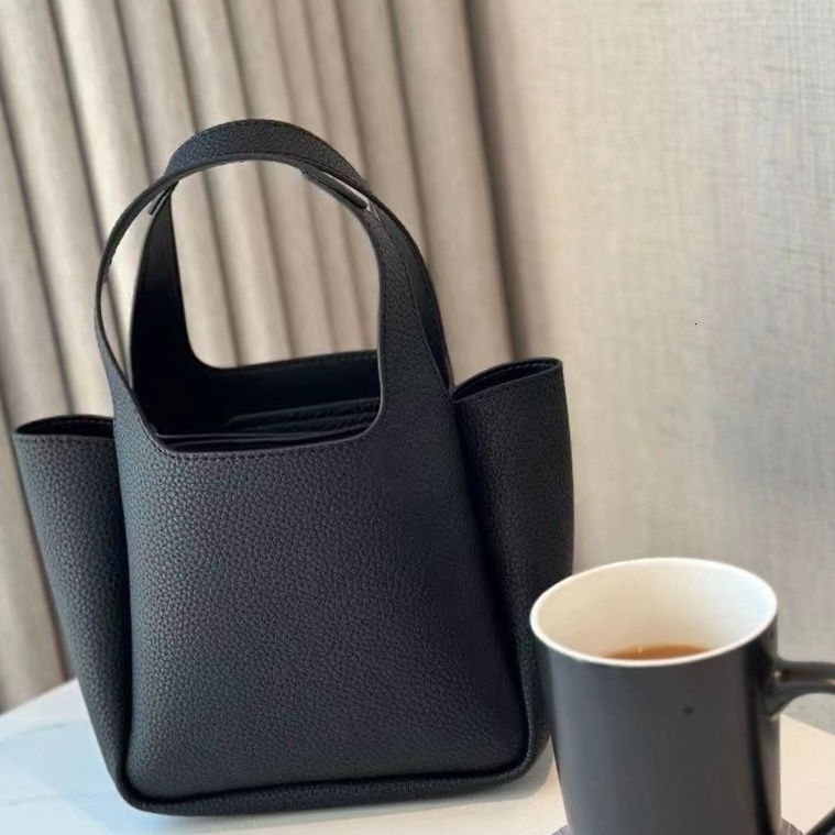 P 2024 Spring Summer New Home Small Vegetable Basket Handbag Tote Leather Wrapped Magnetic Button Women's