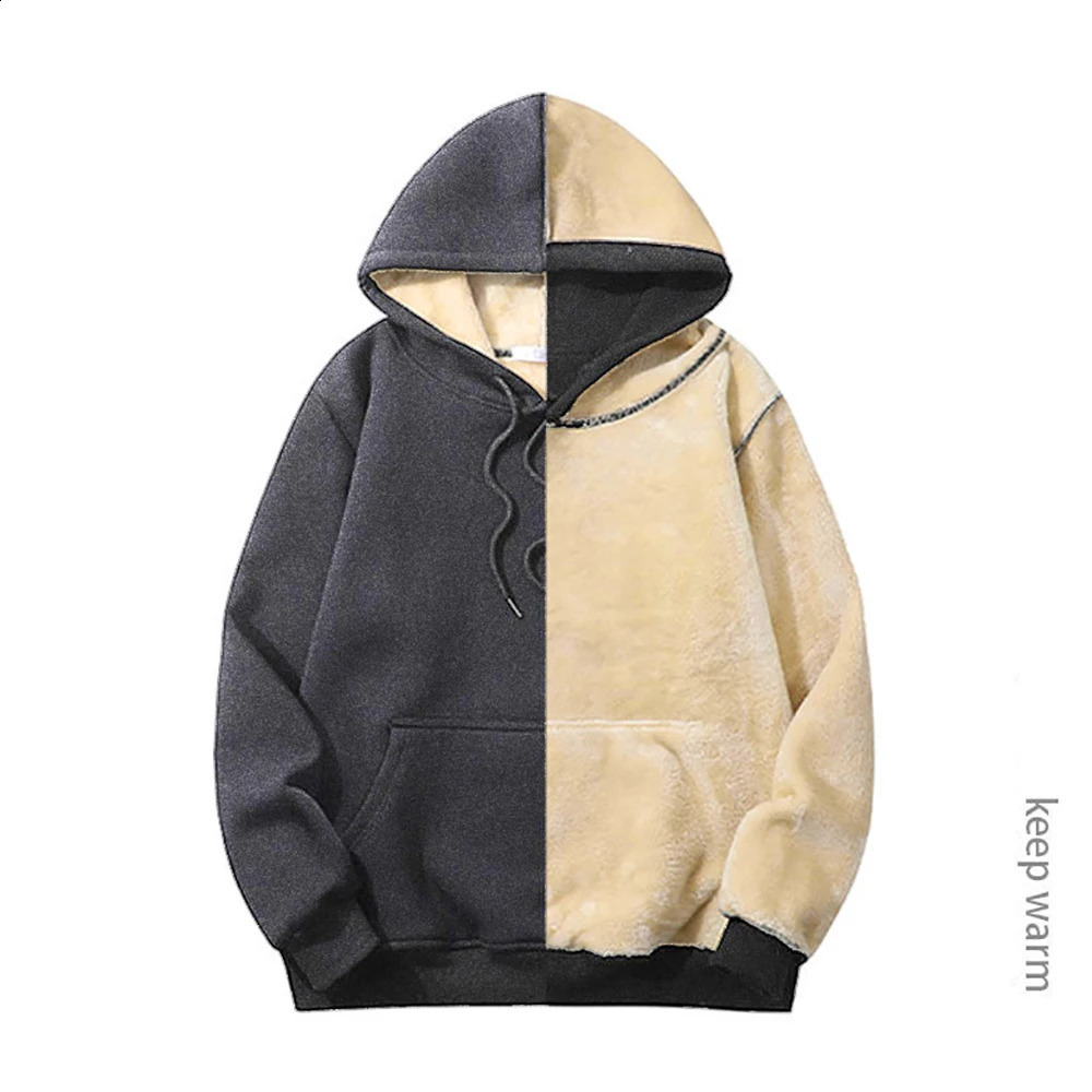 Winter Warm Thick Hoodie Mens Lambswool Sportswear Casual Sports Wool Jacket Hoodie Black Navy Blue Warm Streetwear 240929CJ