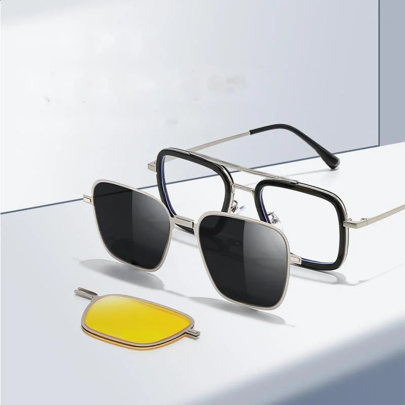 Metal anti blue light glasses with magnetic clip polarized sunglasses mens 2024 3-in-1 sunglasses frame UV400 240921