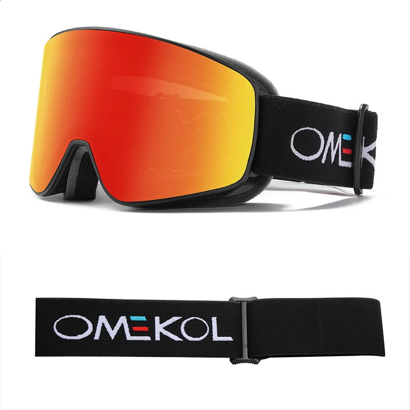 OMEKOL Double Layers AntiFog Ski Goggles Snow Snowboard Glasses Outdoor Sport Snowmobile Eyewear 240926