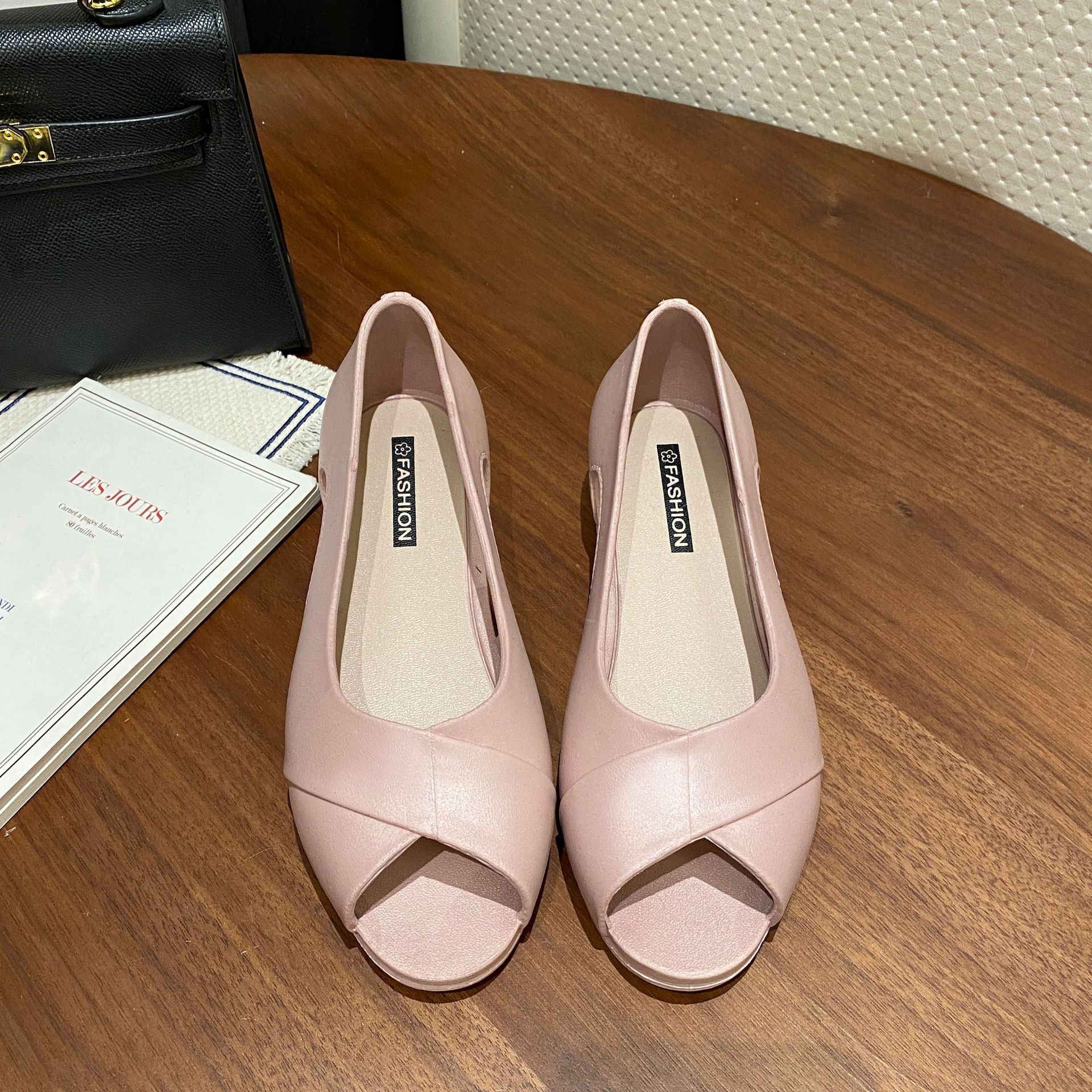 Summer Dress New Peep Office Work Shoes Medium Heels Pumps Open Toe Women Sandals Black atos Mujer