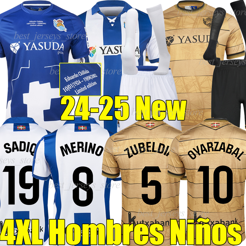 4XL 24/25 ReAl SoCiEdaDs soccer jerseys 2024 2025 OYARZABAL ZUBIMENDI TAKE BRAIS MENDEZ H.TRAORE ZUBELDIA ARITZ N.AGUERD SADIQ Men Kids Kits sock sets Football Shirts