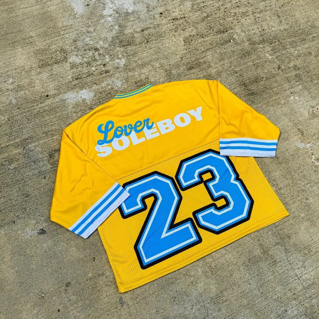 Yellow Baseball T Shirt Graphic Number 23 Top Button Sport Short Sleeve Hip Hop Y2k Summer Fashion Short Sleeve Crewneck Tee 240927