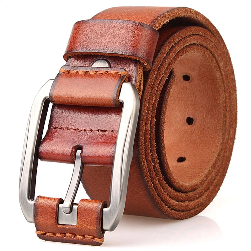 Vintage original leather strap suitable for soft and hard men no interlayer mens belt suitable for jeans mens accessories 240925