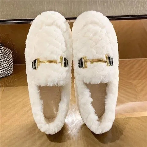 2024 er Lambswool Winter Cotton Shoes Womens Loafers Warm Plush Comfortable Curly Woolen Leather Apartment Leisure Mocassines Unprinted Good Produc 24