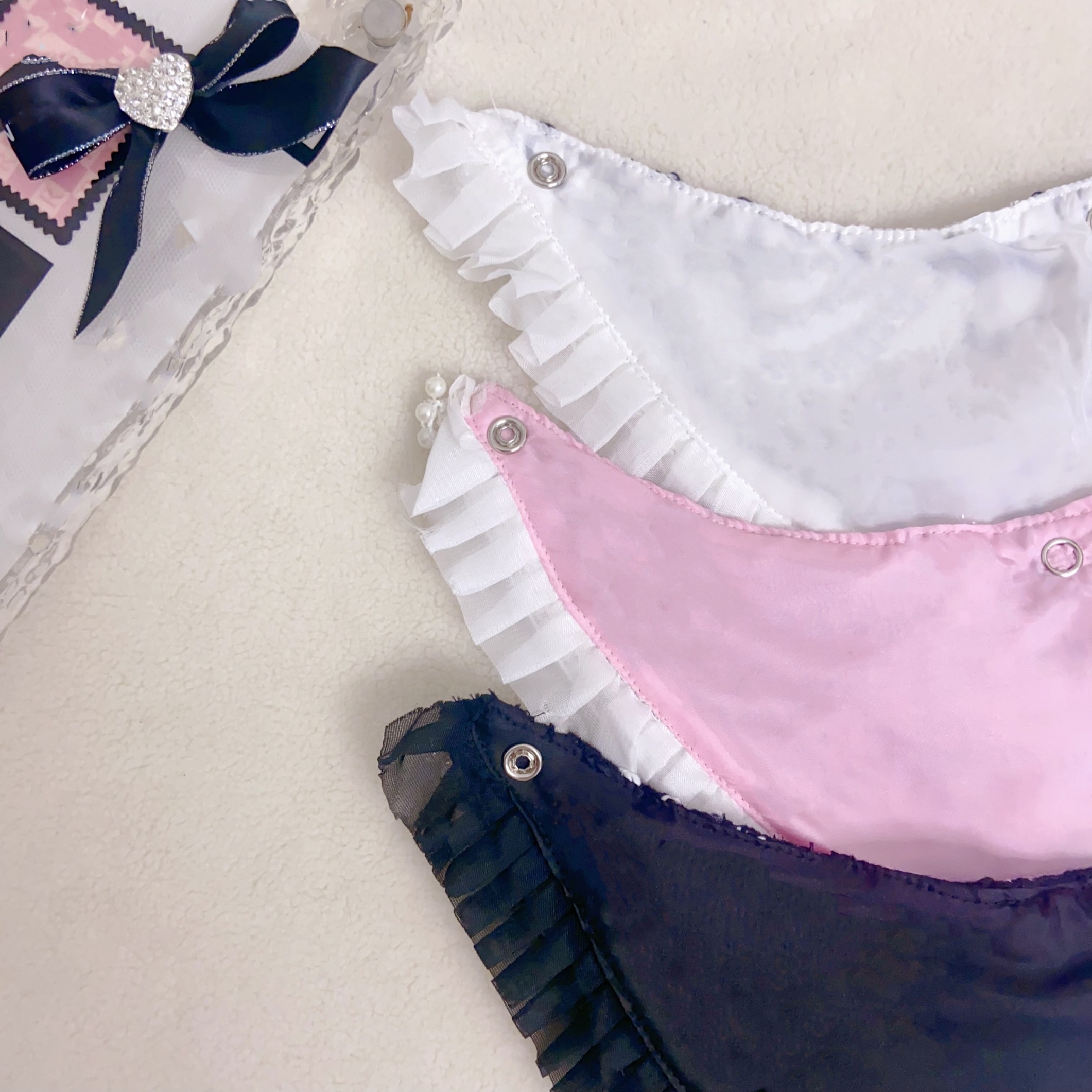 Bandanas with Button, Dual Layer Scarf Soft Triangle Bib Girls and Boys Kerchief Adjustable Accessories for Small Medium Dog Puppy Pet Cat White S A74