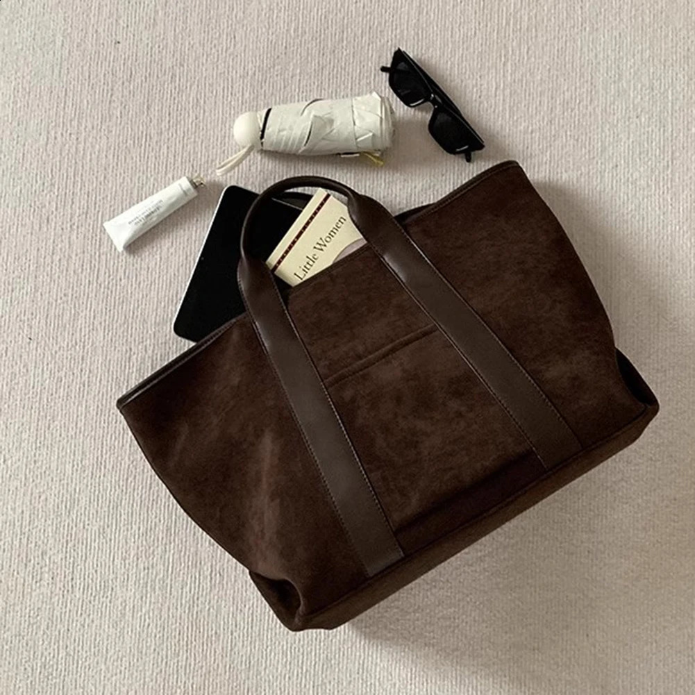 Autumn and Winter Womens Bag Retro Suede Large Capacity Handbag Simple Fashion Wallet y ner 240926