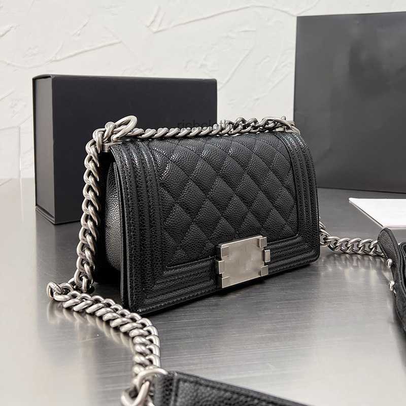 Evening Bags 2022Ss Classic Black Boy Caviar Leather Mini Flap Bags Quilted Calfskin Gold Aged Silver Metal Hardware Chain Strap Crossbody Shoulder Desig